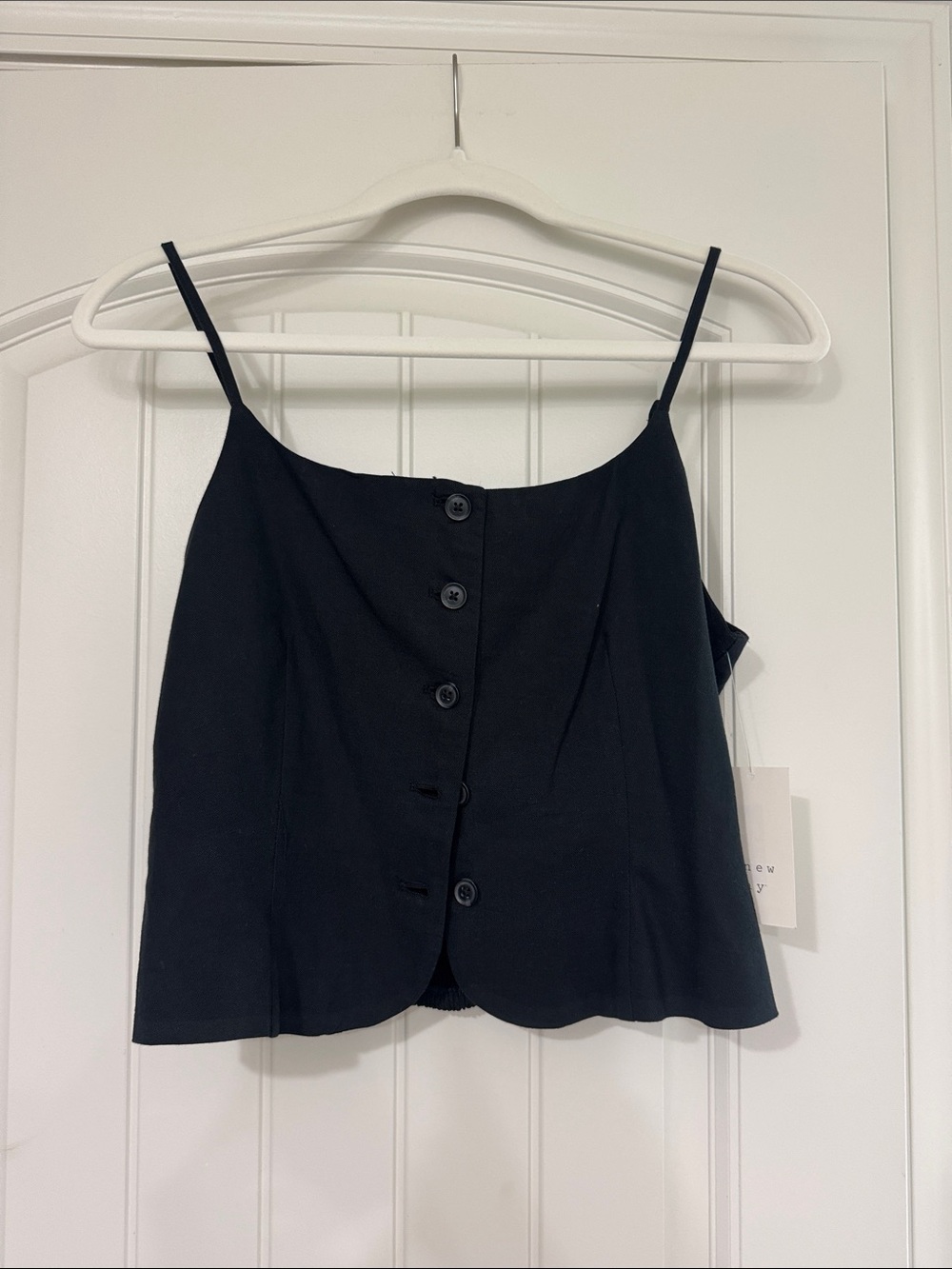 A New Day Women’s Black Button-Front Spaghetti Strap Top